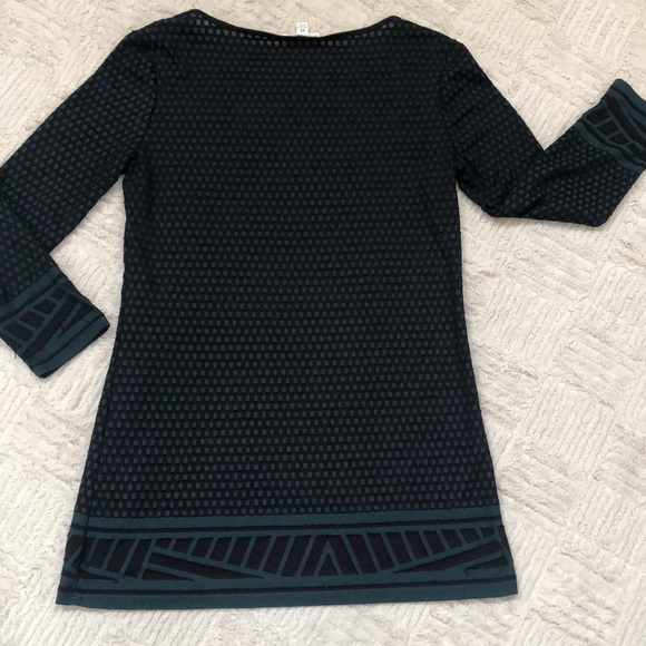 Max Studio 3/4 sleeve round neck tunic top green & black pattern Size XS - Picture 12 of 16